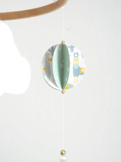 Mobile bébé montgolfière origamis jaune et vert menthe