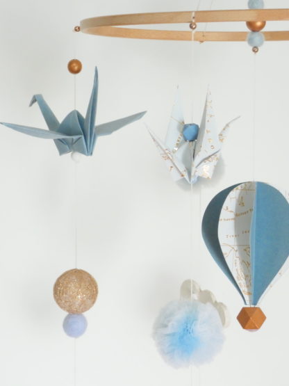 Mobile bébé origamis montgolfière céramique vintage 21