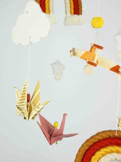 Mobile bébé avion arc-en-ciel origamis jaune moutarde, terracotta, cuivre et bordeaux (Copie) 19